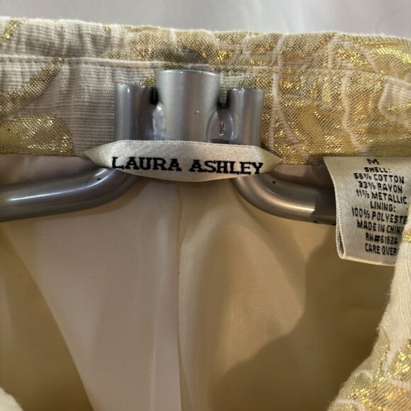 Laura Ashley Gold Metallic Floral Jacket Size Medium - Picture 2 of 10